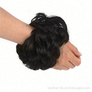 MYZYR Synthetic Curly Elastic Rubber Band Chignon Messy Bun Donut Hairpieces for Women and Kids Wrap On Ponytail Hair Extensions